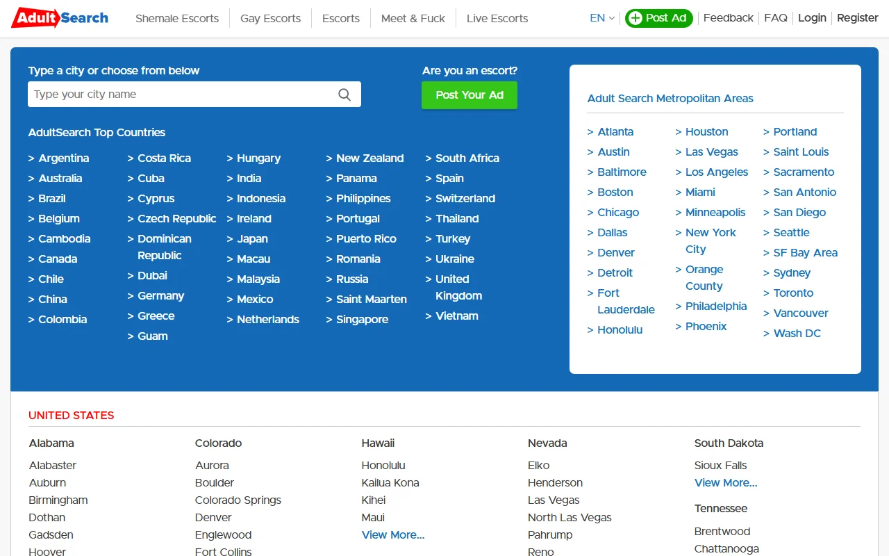 Screenshot of Adultsearch